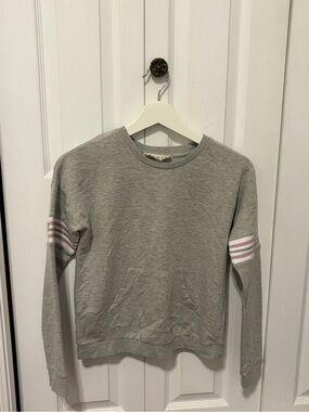 Pink Republic Gray Pullover with Pink Floral Trim